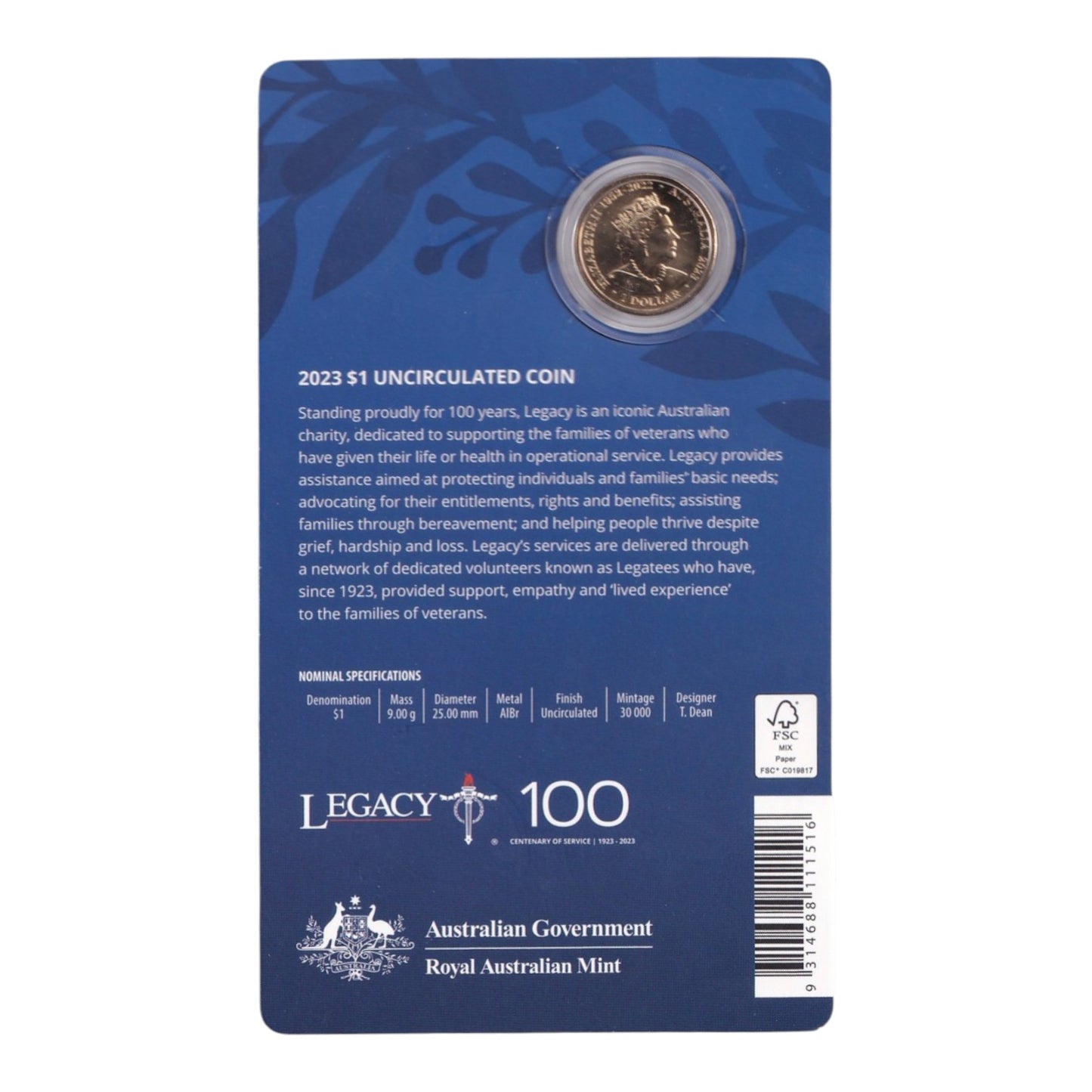 2023 $1 Coin - Centenary of Legacy
