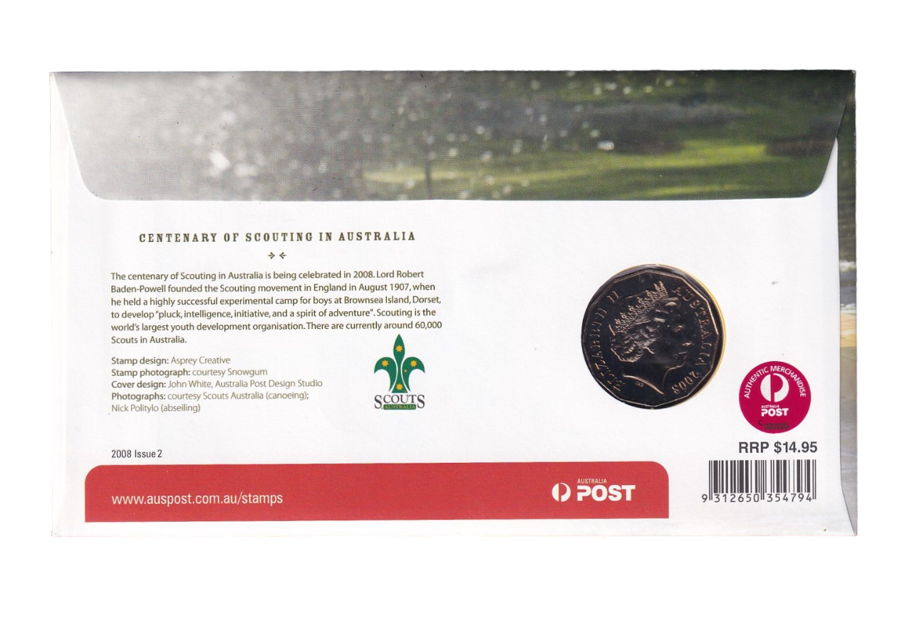 2008 PNC - Centenary of Scouting in Australia - 3-Stamp "Frankston, Victoria" Cancellation Variety