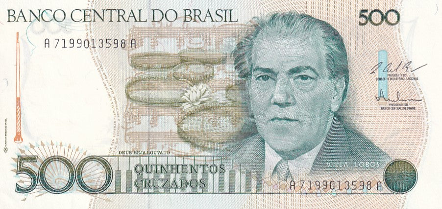 1987 Brazil - 500 Cruzeiros - p212c - Uncirculated