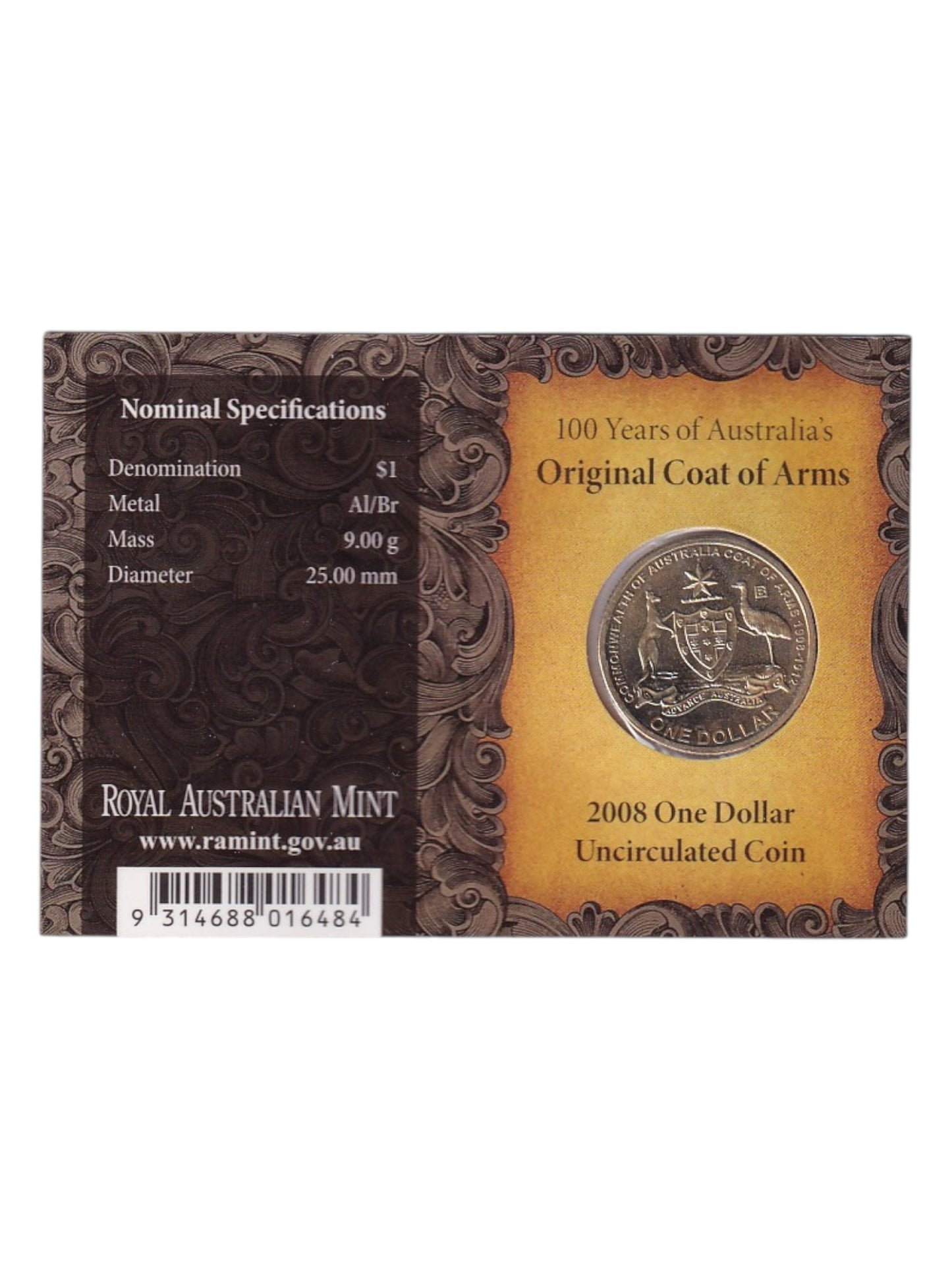 2008 $1 Coin - 100th Anniversary of the Original Coat of Arms