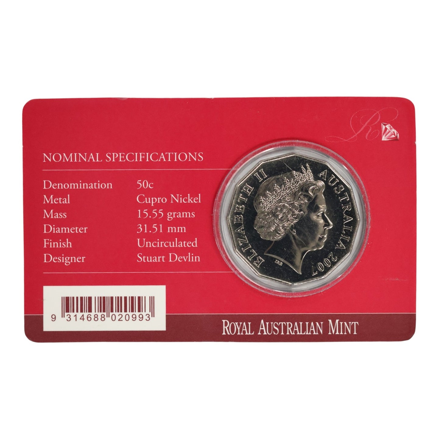 2007 50c Coin - Royal 60th 'Diamond' Wedding Anniversary