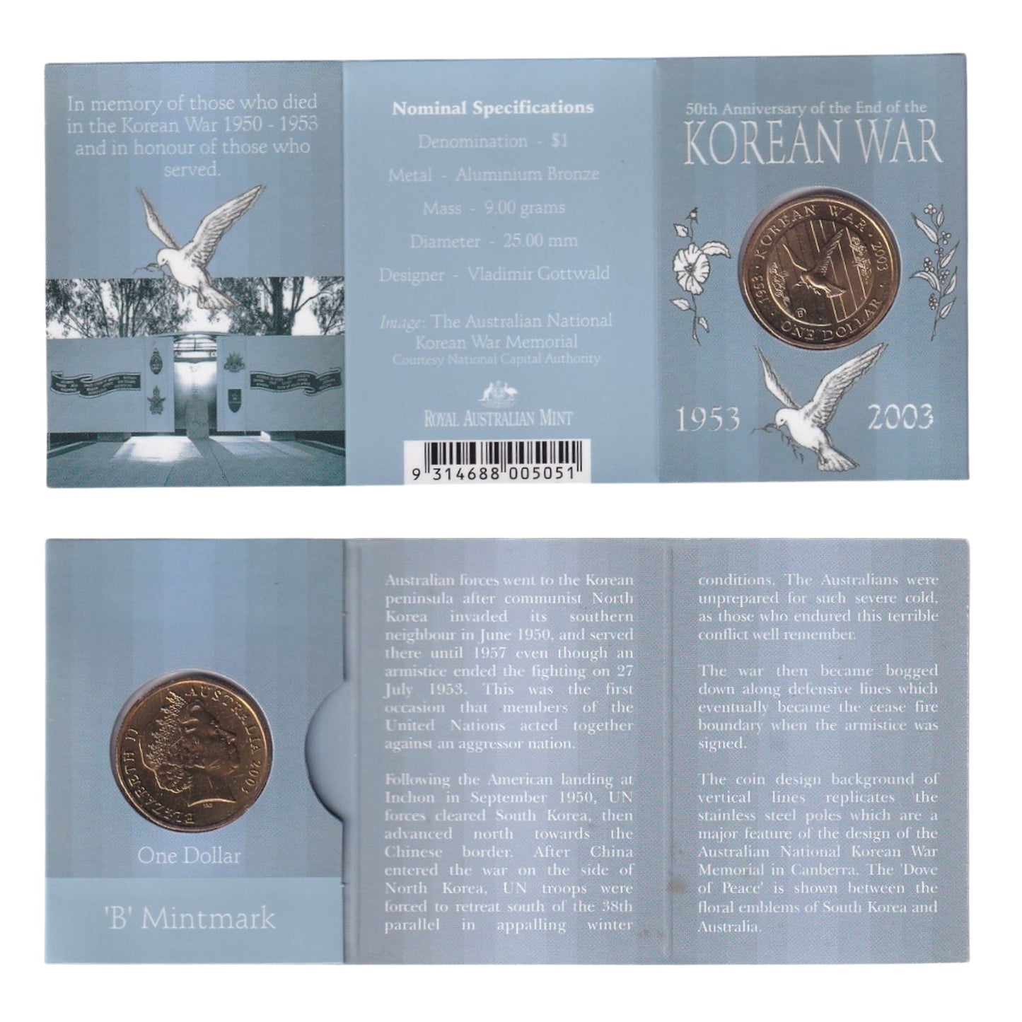 2003 $1 Coin - 50th Anniversary of the End of the Korean War