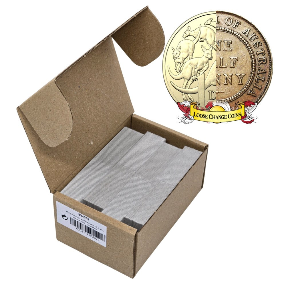 Lighthouse MATRIX WHITE Self-Adhesive Coin Holders - 1 Dollar Coin & Half-Penny: 27.5mm