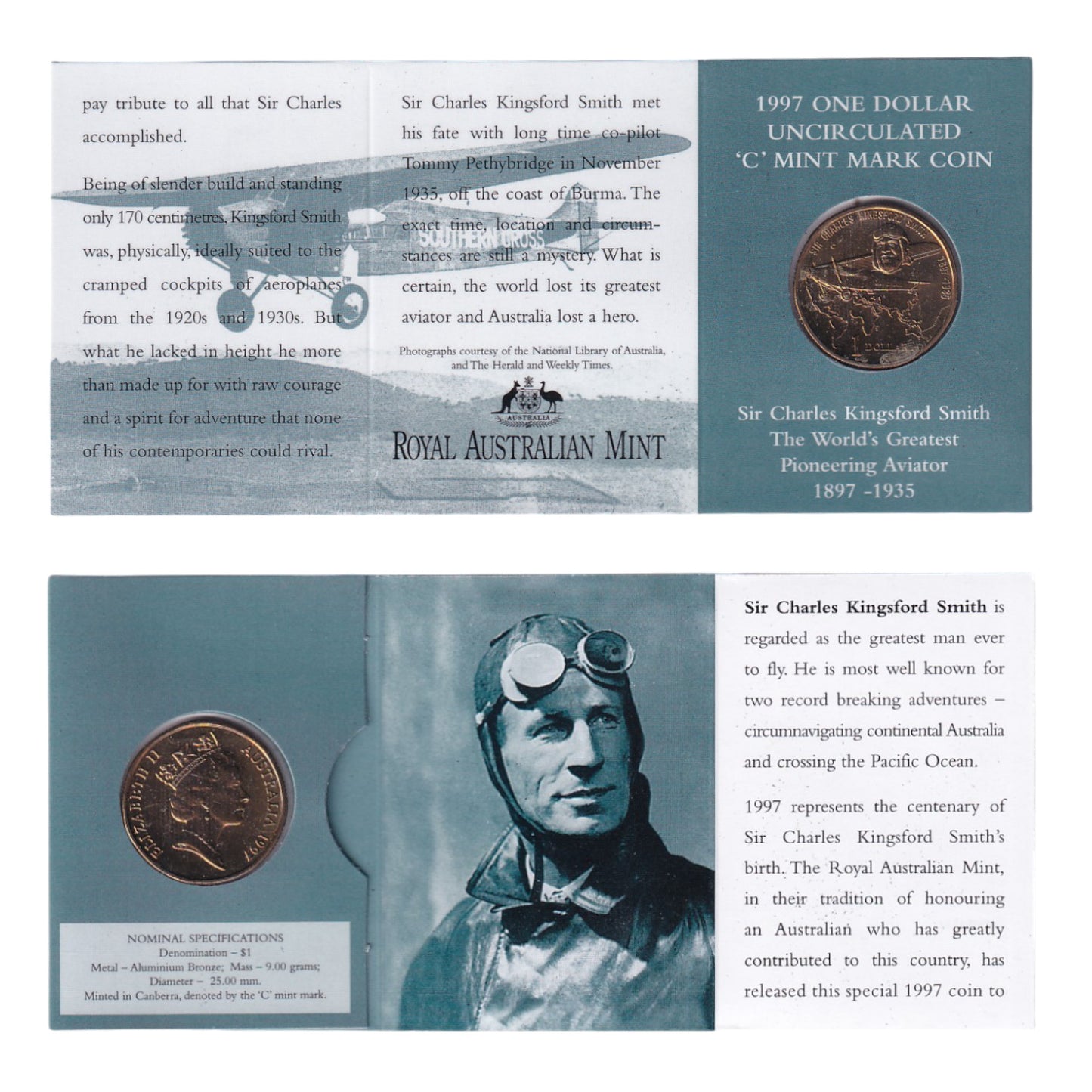 1997 $1 Coin - 100th Anniversary of Sir Charles Kingsford Smith