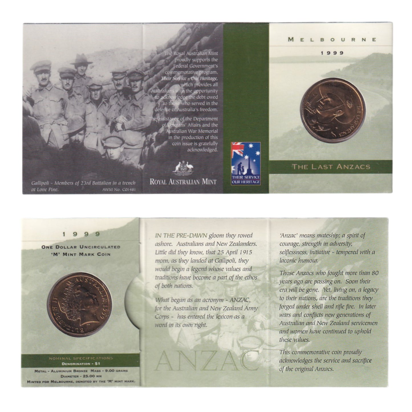 1999 $1 Coin - The Last ANZACS