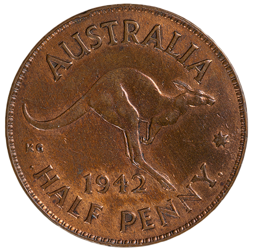 1942 Australian Half Penny - Perth Mint - Extremely Fine