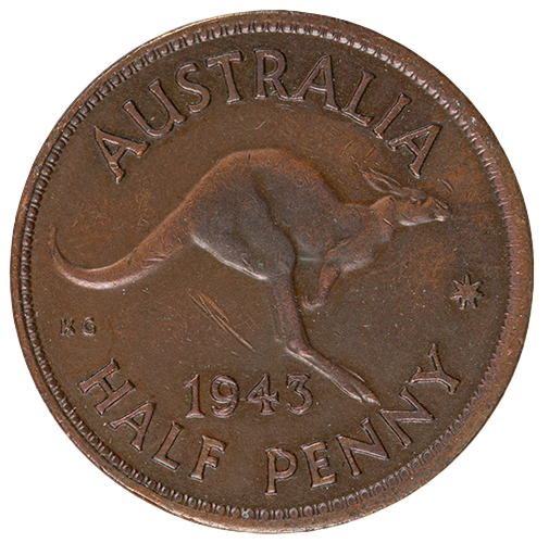 1943 Australian Half Penny - Melbourne Mint - Extremely Fine