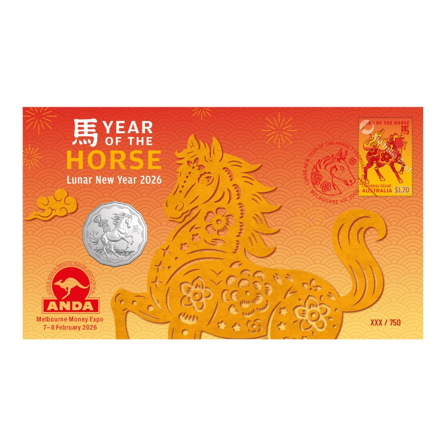 2026 ANDA Melbourne Money Expo - Lunar Year of the Horse 2026 50c PNC