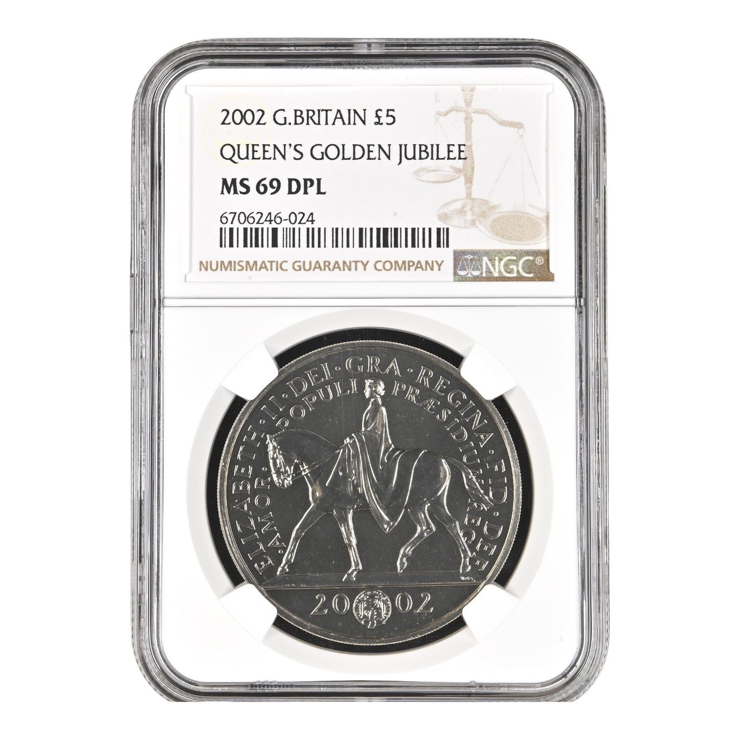 2002 Great Britain £5 Coin - The Queen's Golden Jubilee - Graded MS69 DPL by NGC