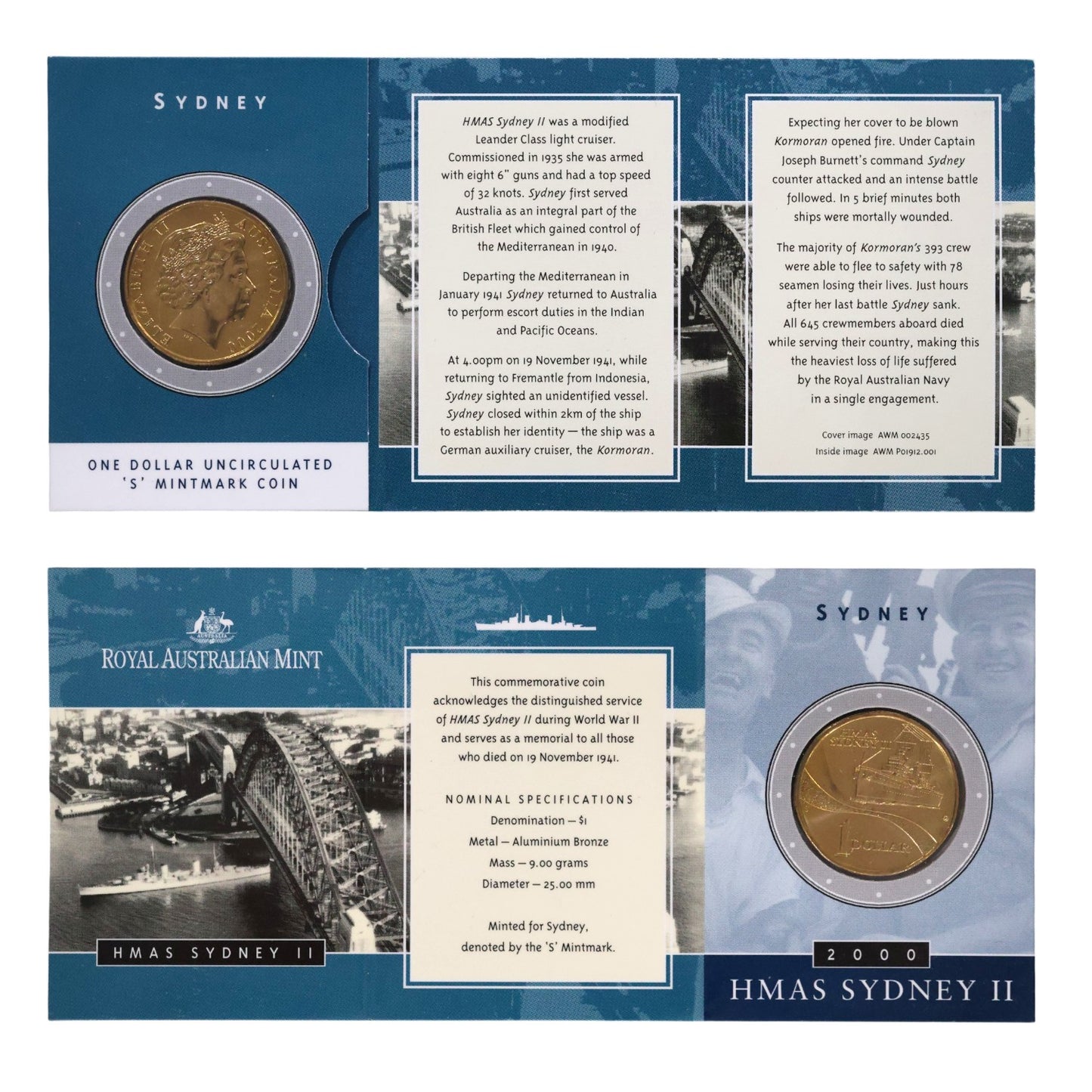 2000 $1 Uncirculated Coin - HMAS Sydney II