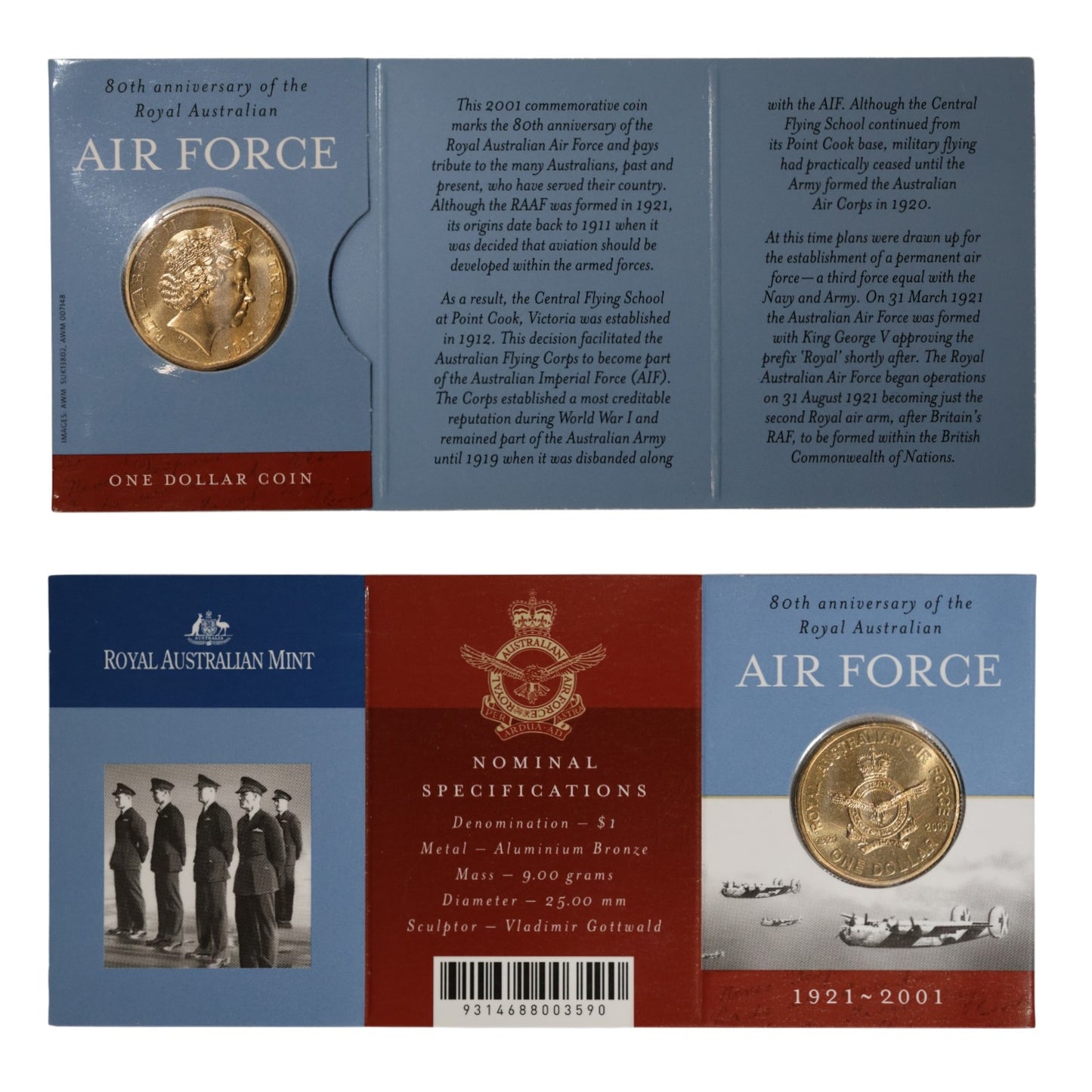 2001 $1 Coin - 80th Anniversary of the Royal Australian Air Force