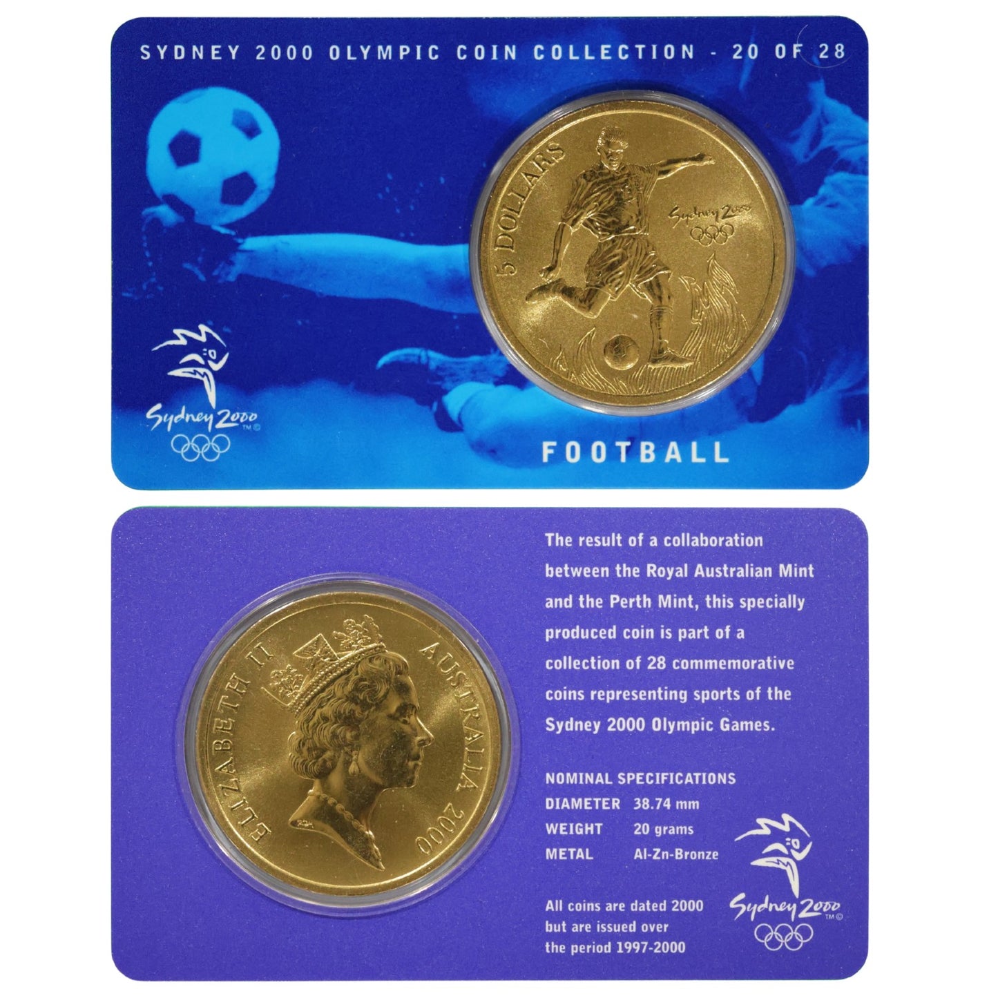 2000 $5 Coin - Sydney 2000 Olympics - Football