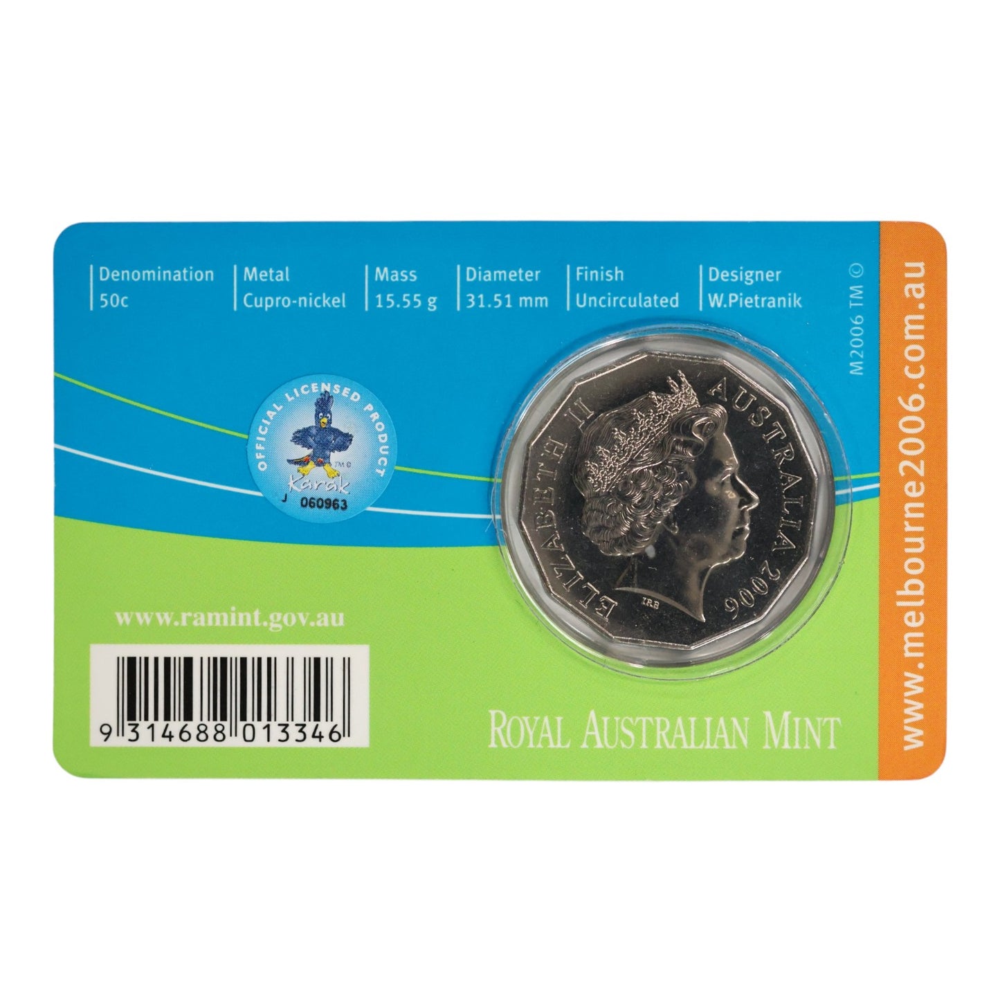 2006 50c Coin - XVIII Commonwealth Games - Table Tennis