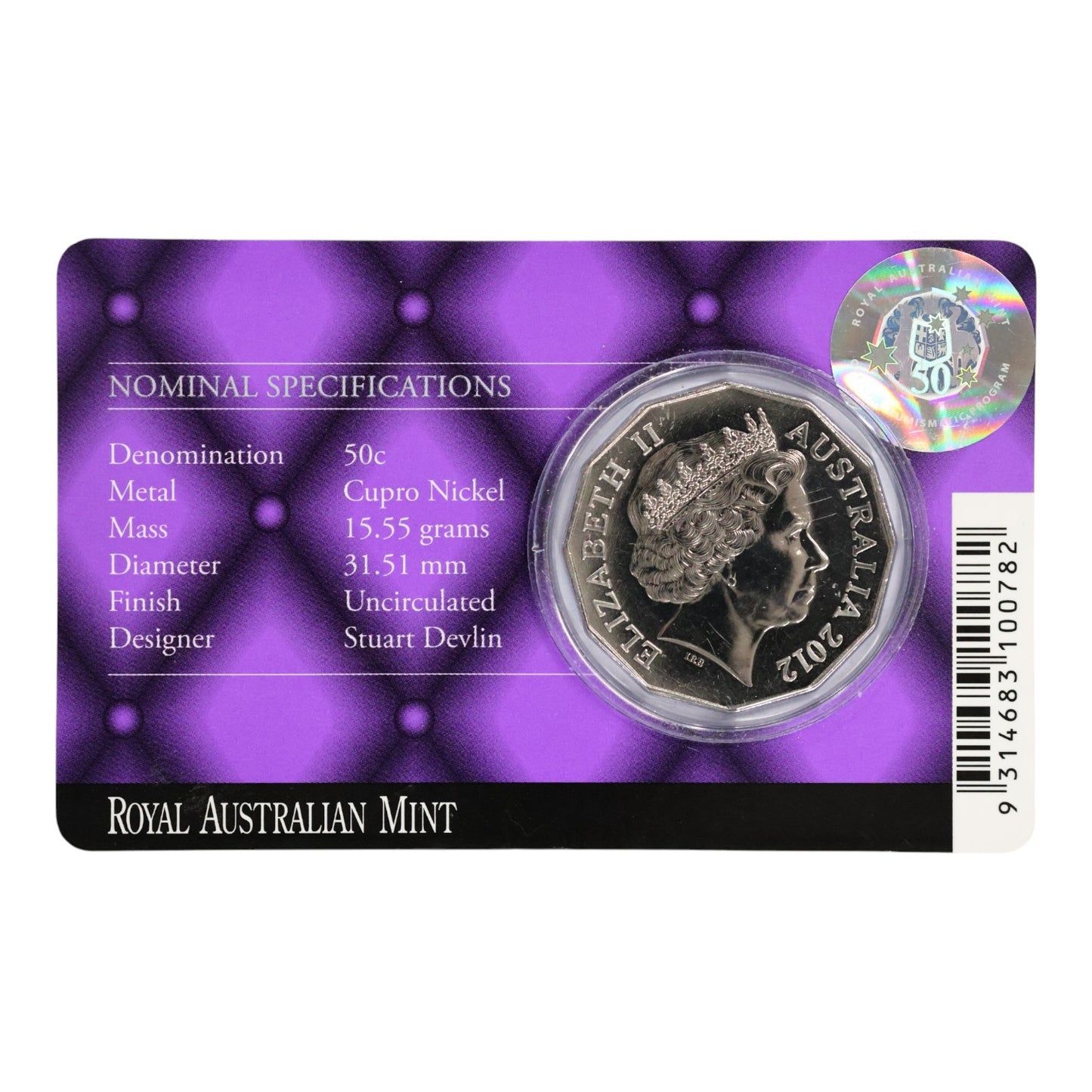 2012 50c Coin - Diamond Jubilee of Queen Elizabeth II