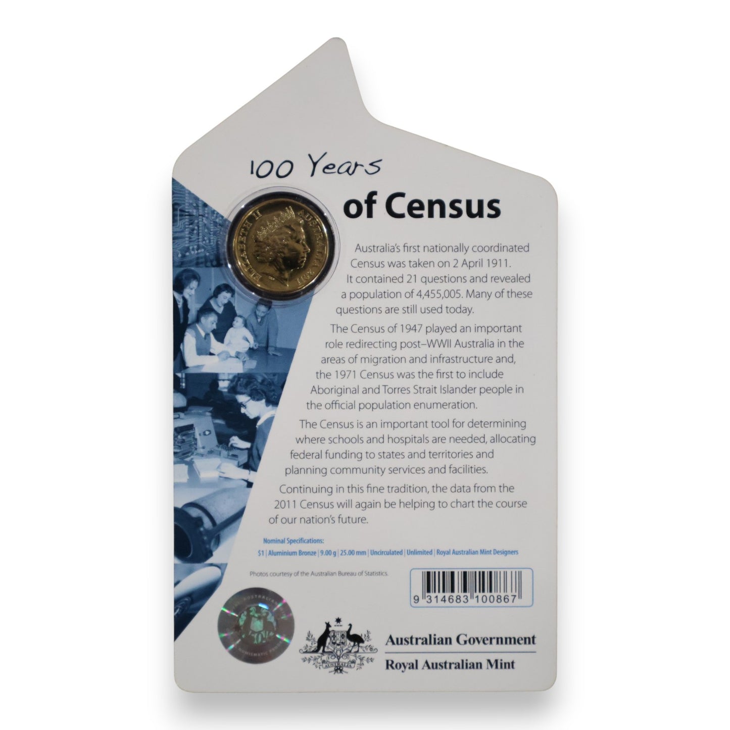 2011 $1 Coin - 100 Years of Census