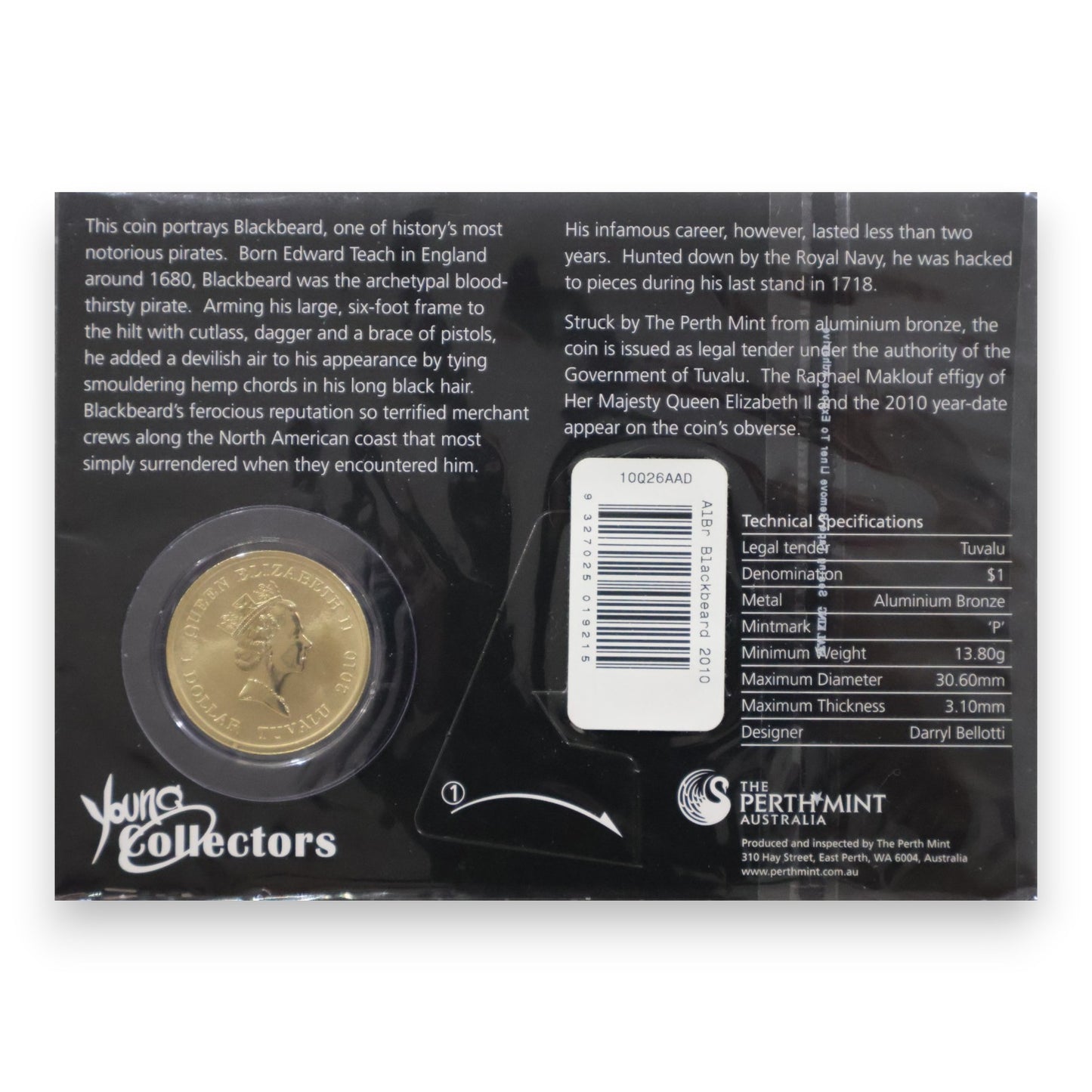 2010 $1 Uncirculated Coloured Coin – Golden Age of Piracy: Blackbeard