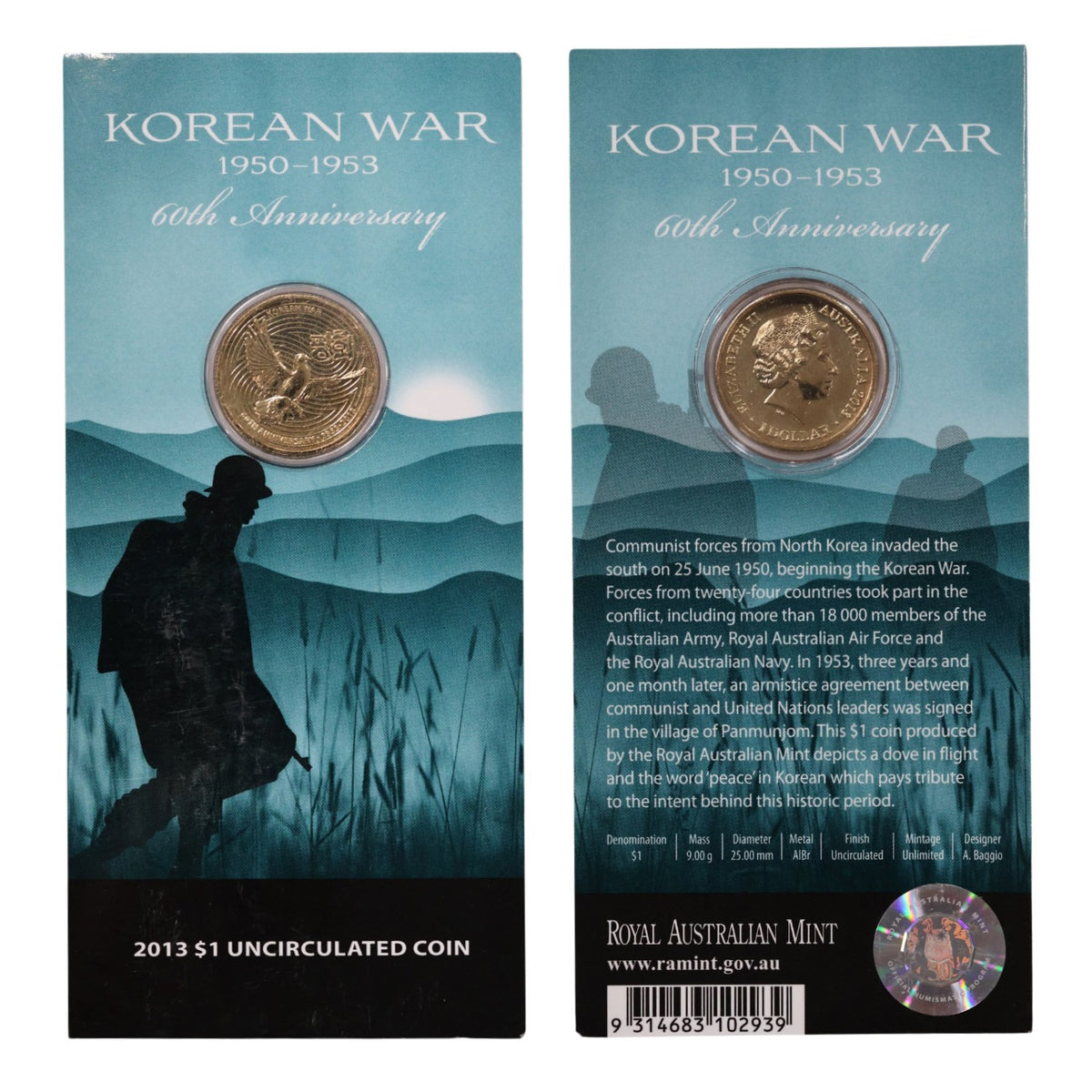 2013 $1 Coin - Korean War 1950-1953 - 60th Anniversary of the Korean War Armistice