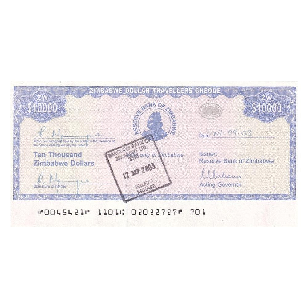 2003 Zimbabwe - 10,000 Dollars - p17 - About Uncirculated