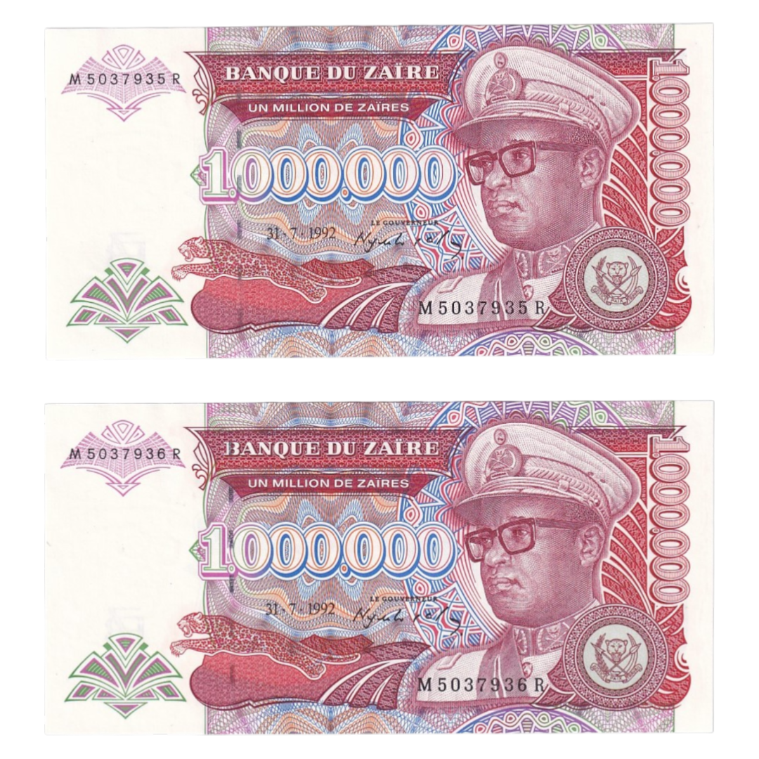 1992-1993 Zaire Banknote Collection - Uncirculated 1992-1993 Issues (11-Note Lot)
