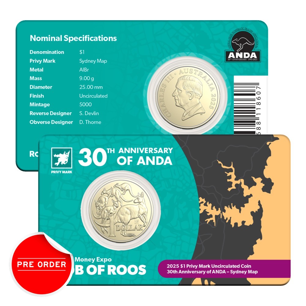 2025 $1 Coin - Sydney Money Expo Mob of Roos - Uncirculated Coin with Sydney Map Privy Mark
