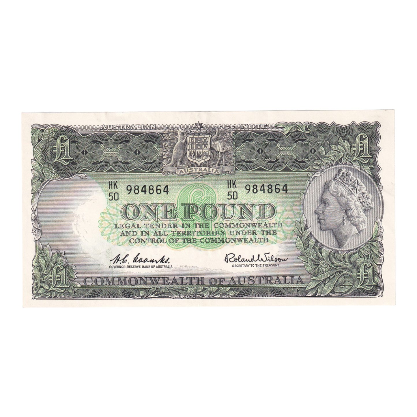 1961 Australian £1 Note - HK 50 984864 - R34a - About Uncirculated