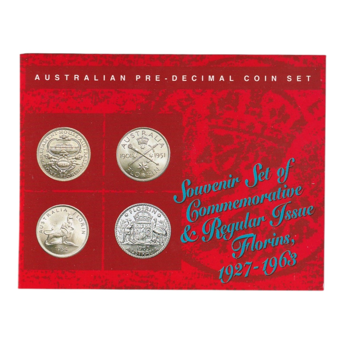 1927-1963 - Australian Pre-Decimal Coin Set – Souvenir Set of Commemorative & Regular Issue Florins - Sherwood