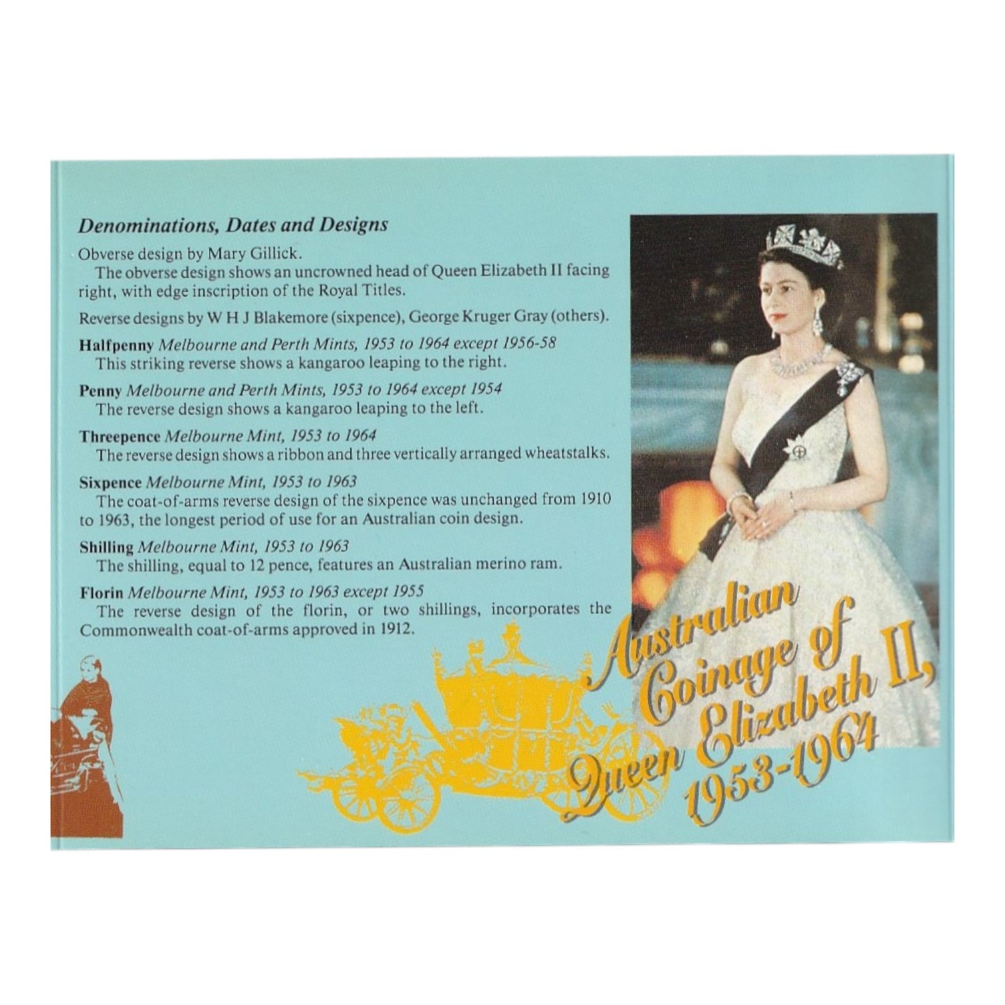 1953-1964 Australian Pre-Decimal Coin Set - Australian Coinage of Queen Elizabeth II - Sherwood