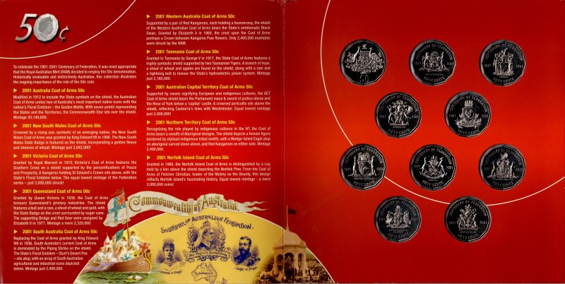 2008 Sherwood - The Centenary of Federation - Uncirculated 50 Cent Coin Collection
