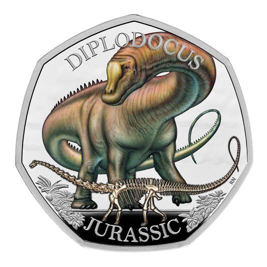 2024 Diplodocus - 50p Silver Proof Colour Coin