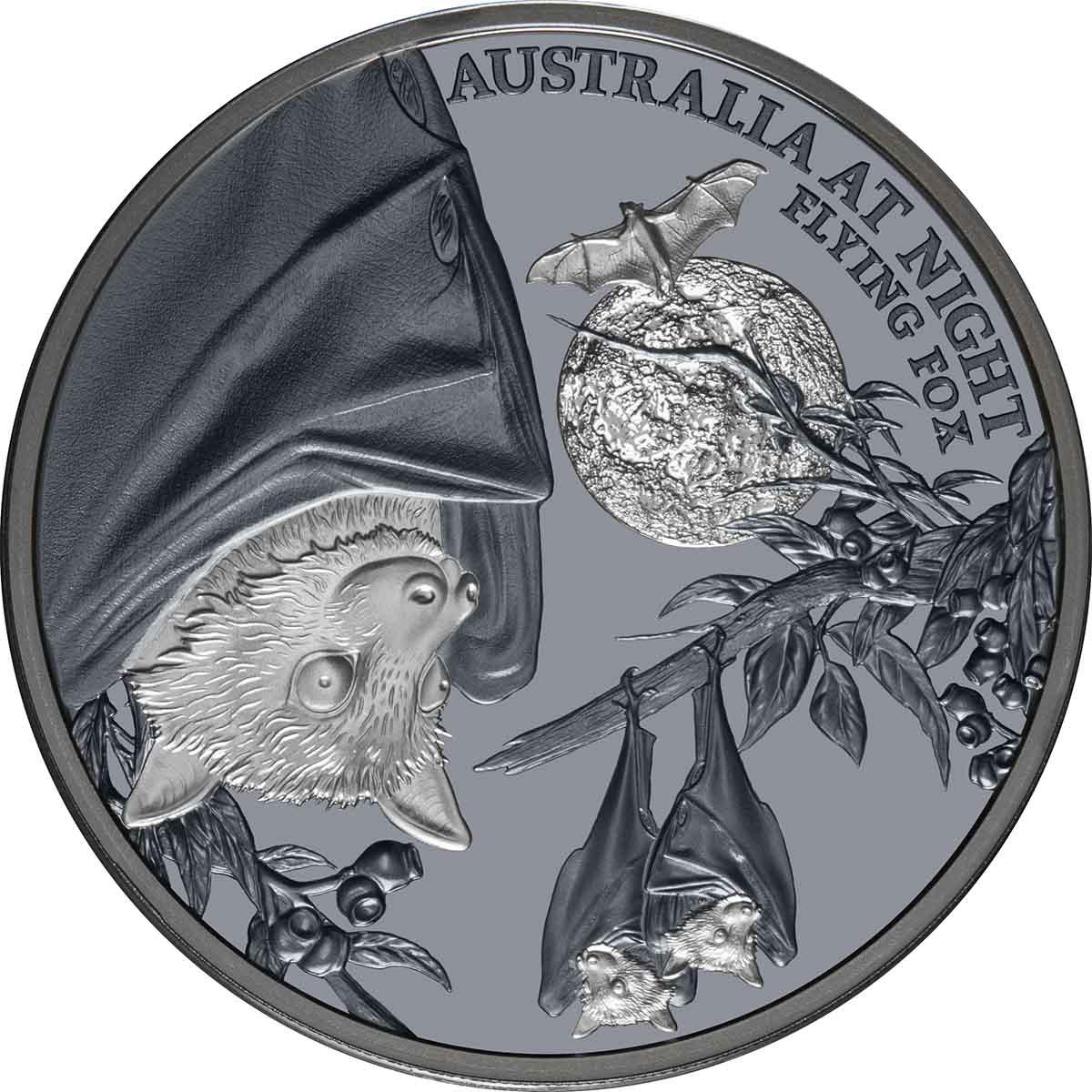 Australia at Night 2023 $1 Flying Fox 1oz Silver Black Proof Coin - Loose Change Coins