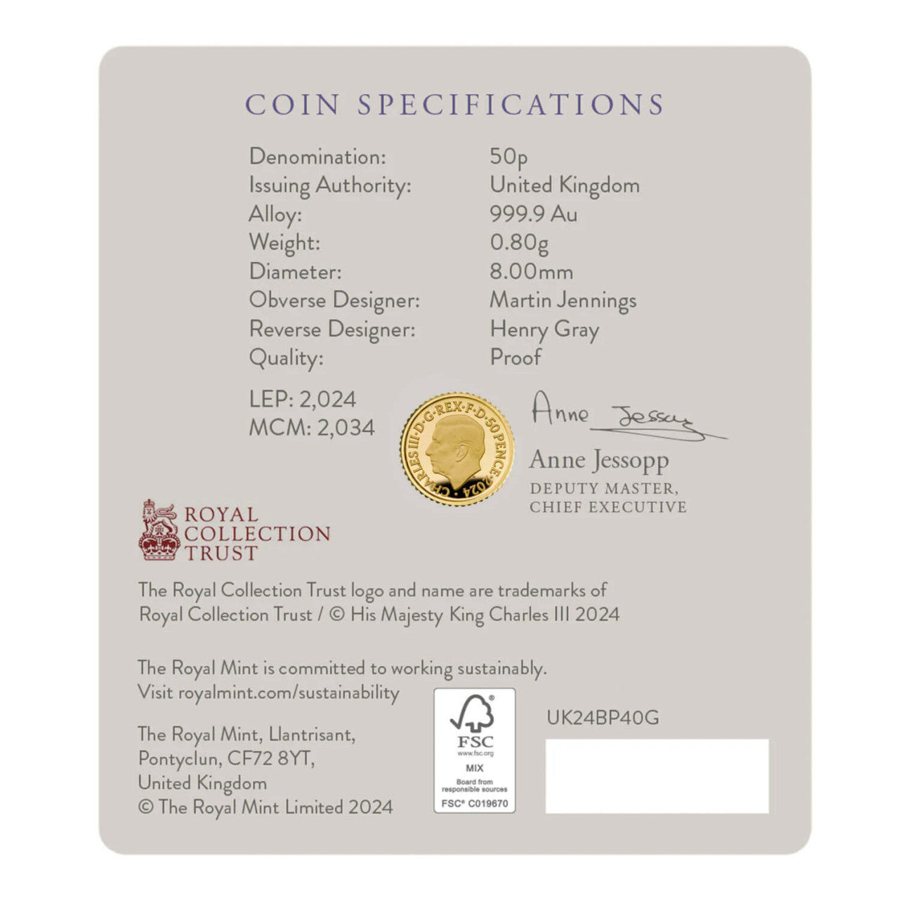 2024 Buckingham Palace UK 1/40th Oz Gold Proof Coin