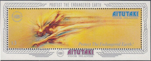 Cook Islands - Aitutaki 1990 - $3 Environment - Protect the Endangered Earth Miniature Sheet - Mint Unhinged - Loose Change Coins