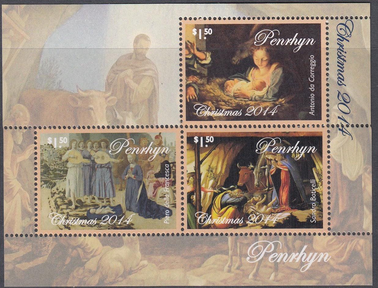 Cook Islands - Penrhyn - 2014 $4.50 Merry Christmas Miniature Sheet - Mint Unhinged - Loose Change Coins