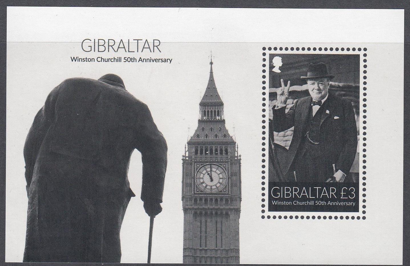 Gibraltar 2015 - £3 Winston Churchill 50th Anniversary Miniature Sheet - Mint Unhinged - Loose Change Coins