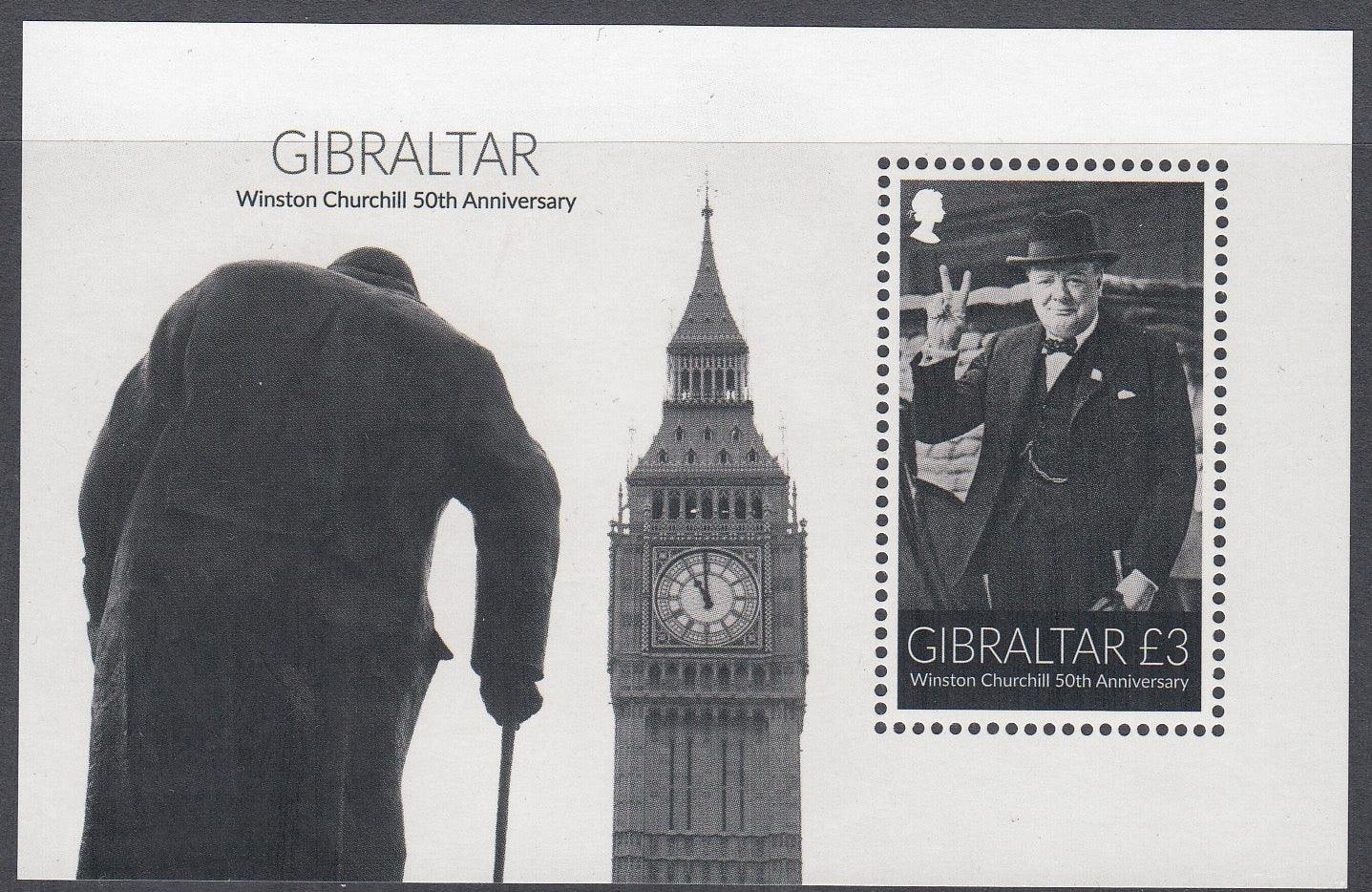 Gibraltar 2015 - £3 Winston Churchill 50th Anniversary Miniature Sheet - Mint Unhinged - Loose Change Coins