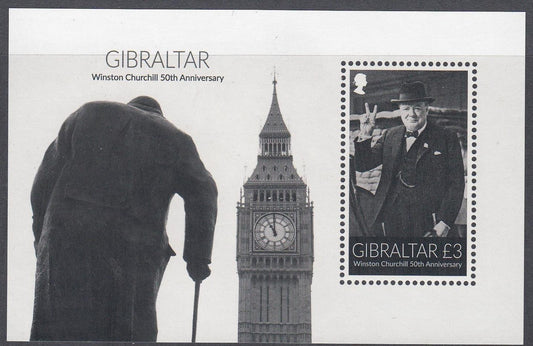 Gibraltar 2015 - £3 Winston Churchill 50th Anniversary Miniature Sheet - Mint Unhinged - Loose Change Coins
