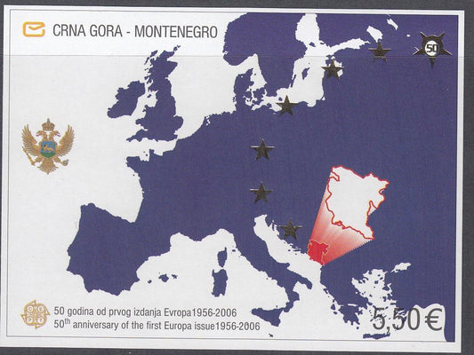 Montenegro - 2006 €5.50 50 Years of EUROPA Cooperation Imperforate Miniature Sheet - Mint Unhinged - Loose Change Coins