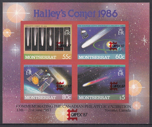 Montserrat 1987 - $6.95 Canadian Stamp Expo CAPEX '87 - Halley's Comet - Imperforate Miniature Sheet - Mint Unhinged - Loose Change Coins