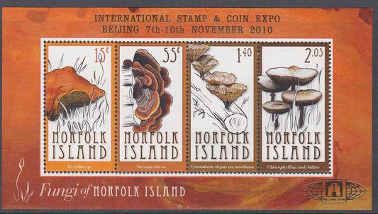 Norfolk Island 2010 - $4.15 Fungi - Beijing China Stamp Exhibition Overprinted Miniature Sheet - Mint Unhinged - Loose Change Coins