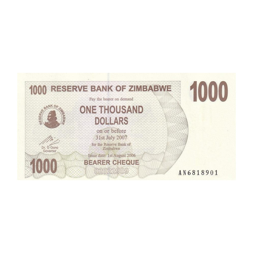 2007 Zimbabwe - 1,000 Dollars - p44 - Uncirculated