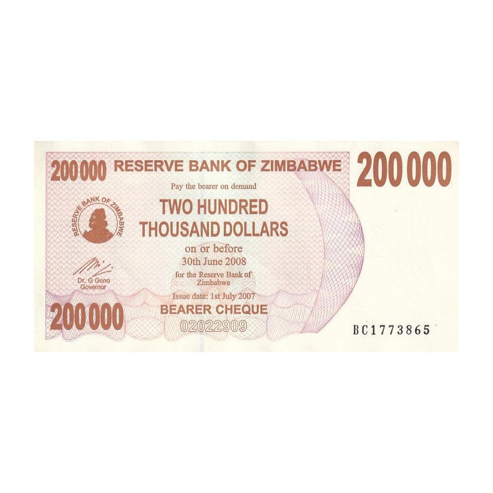 2007 Zimbabwe - 200,000 Dollars - p49 - Uncirculated