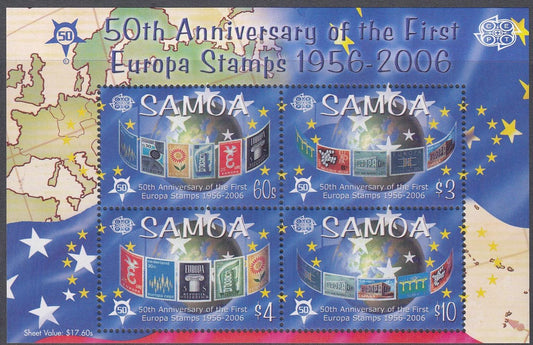 Samoa 2006 - $17.60 50th Anniversary of EUROPA Stamps Miniature Sheet - Mint Unhinged - Loose Change Coins