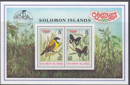 Solomon Islands - 1997 Christmas $3 Birds & China Stamp Expo Miniature Sheet - Mint Unhinged - Loose Change Coins