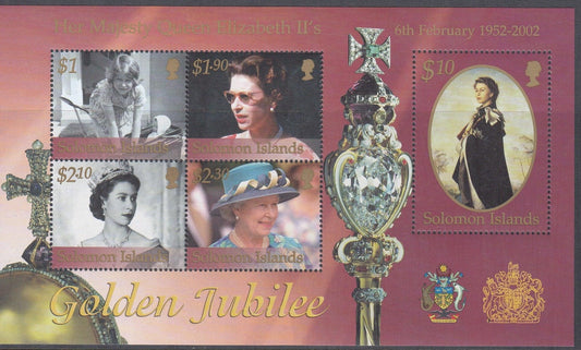 Solomon Islands 2002 - $17.30 Queen Elizabeth/Golden Jubilee/QEII/Royalty Miniature Sheet - Mint Unhinged - Loose Change Coins