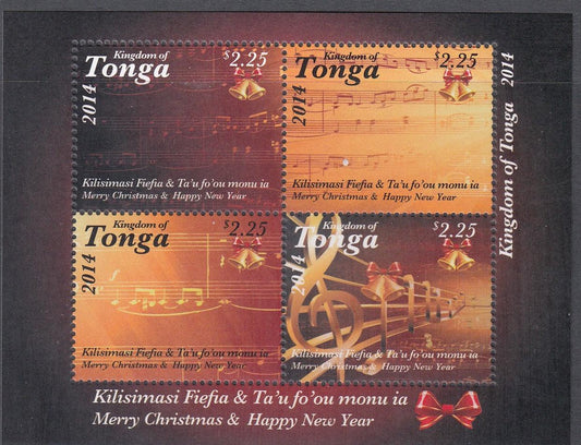 Tonga 2014 - $9 Merry Christmas & Happy New Year Miniature Sheet - Mint Unhinged - Loose Change Coins