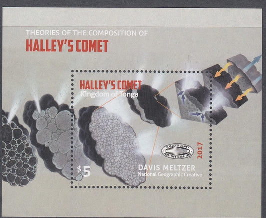 Tonga 2017 $5 Halley's Comet Space Theories of Composition Miniature Sheet - Mint Unhinged - Loose Change Coins