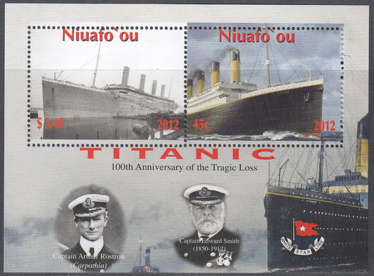 Tonga: Niuafo'ou 2012 - $3.85 Titanic 100th Anniversary of Loss Miniature Sheet - Mint Unhinged - Loose Change Coins