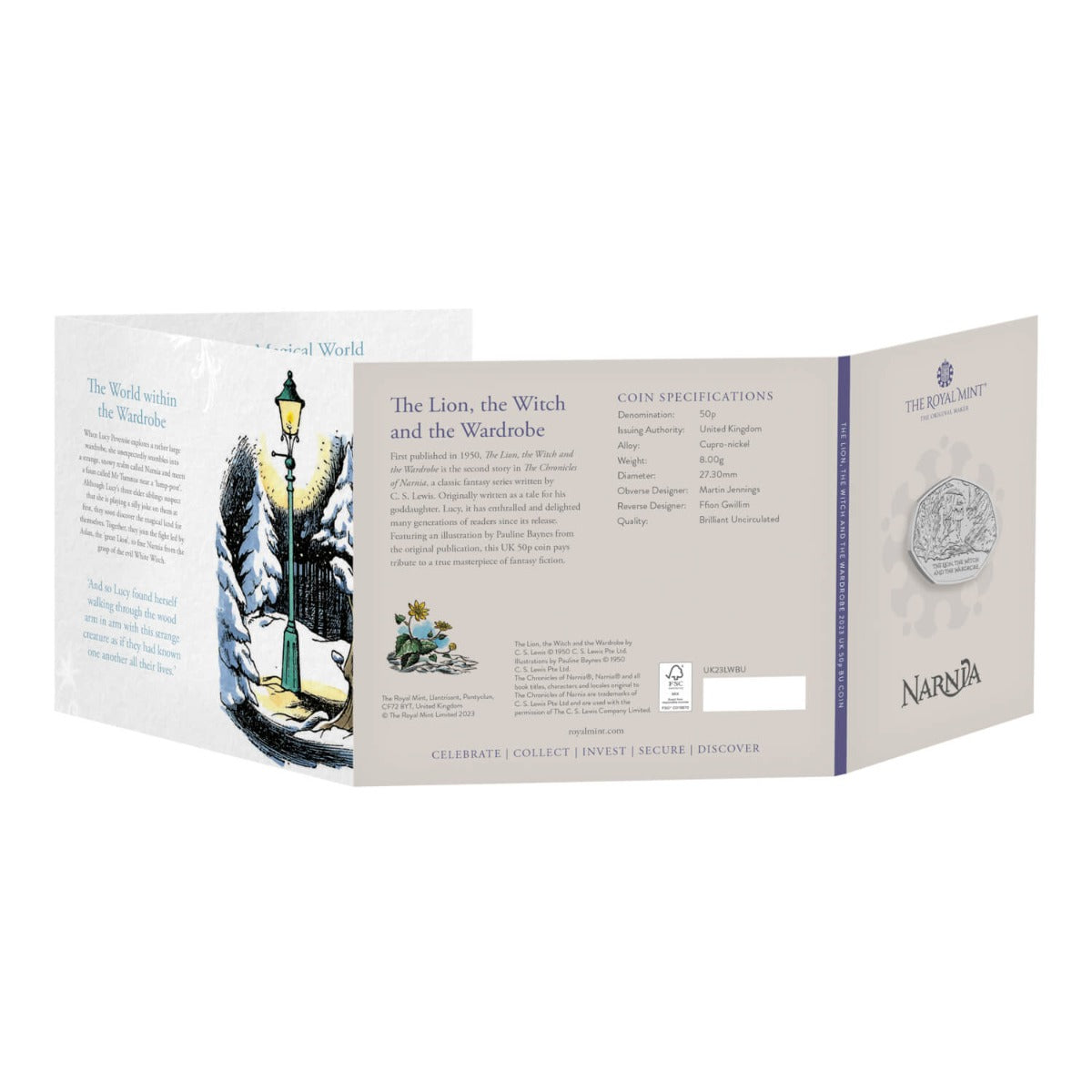 2023 The Lion, the Witch and the Wardrobe UK 50p Brilliant Uncirculated Coin