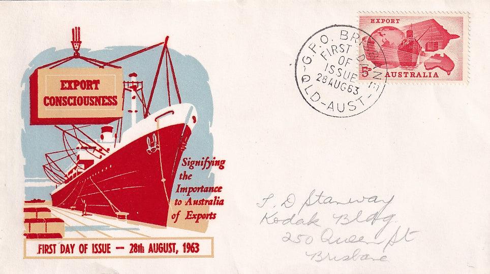 1963 Australian First Day Cover - 5d Export Drive - Loose Change Coins