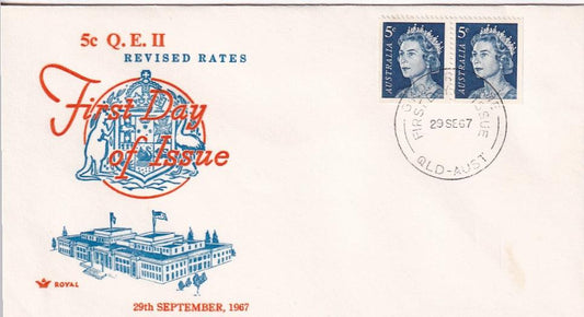 1967 Australian First Day Cover - 5c Q.E.II Revised Rates - Loose Change Coins